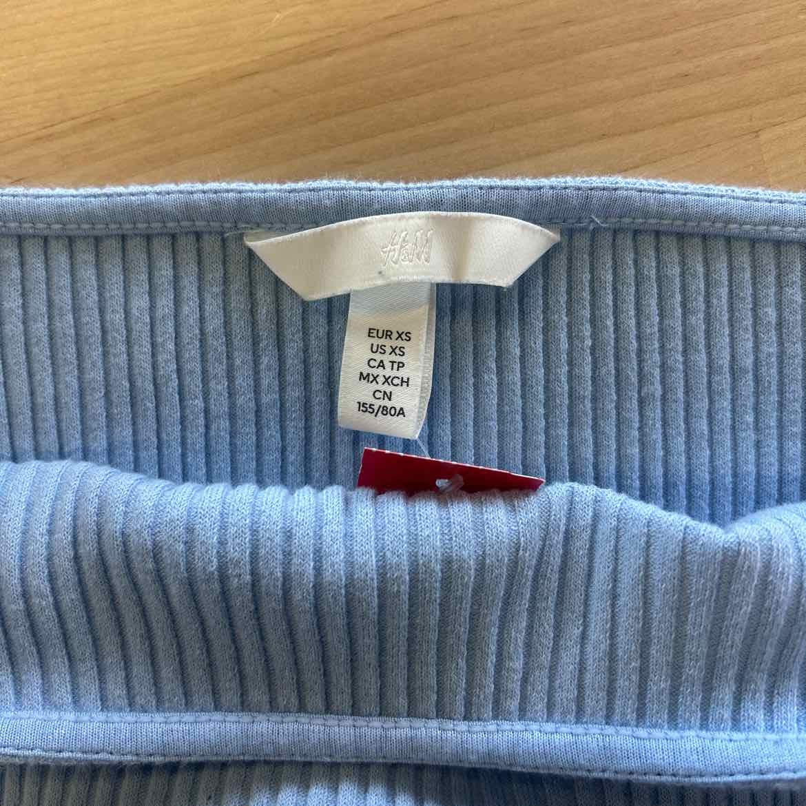 H&M Size XS Blue Ribbed Preloved Crop Top