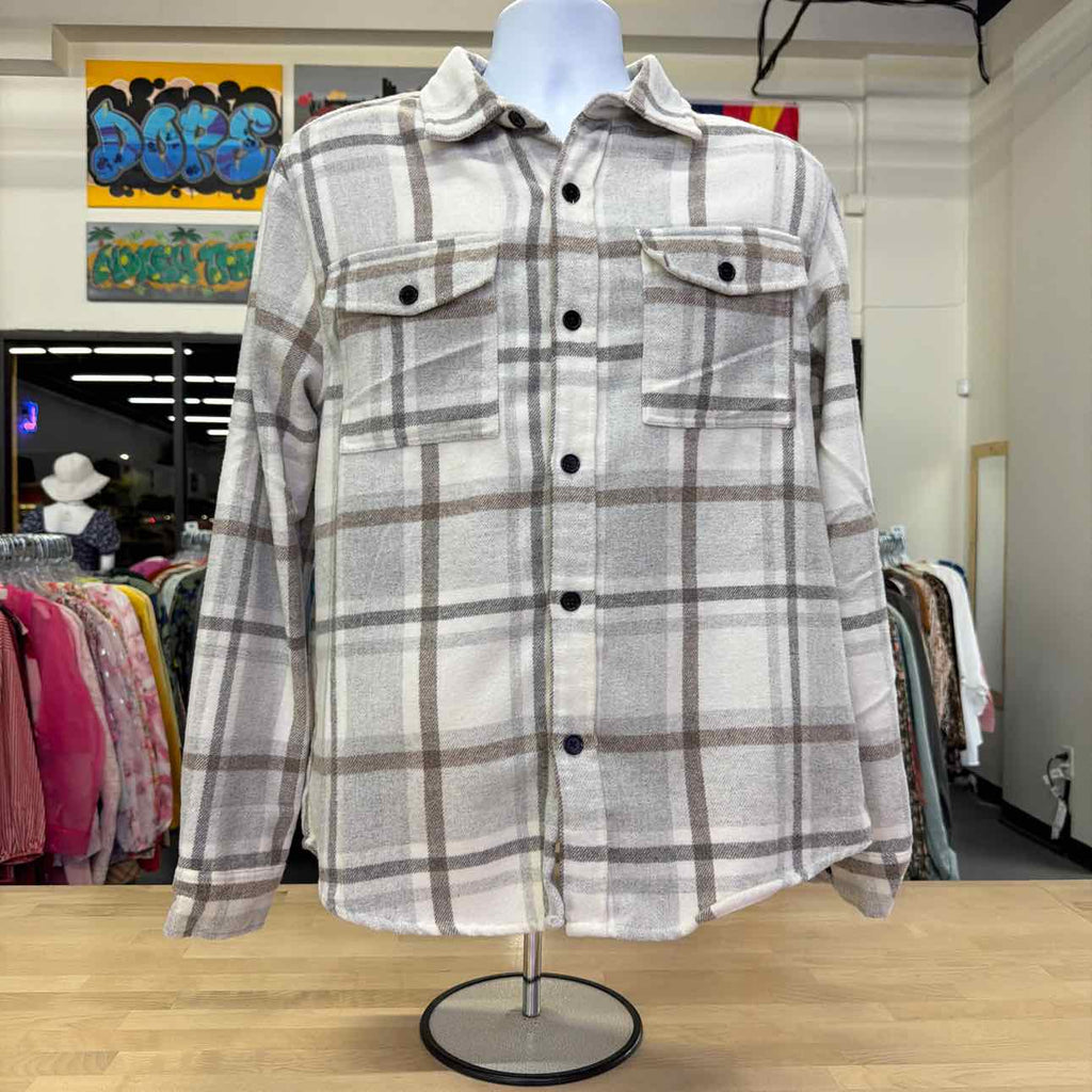 Magaschoni Size M White Preloved MENS Button Down Shirt