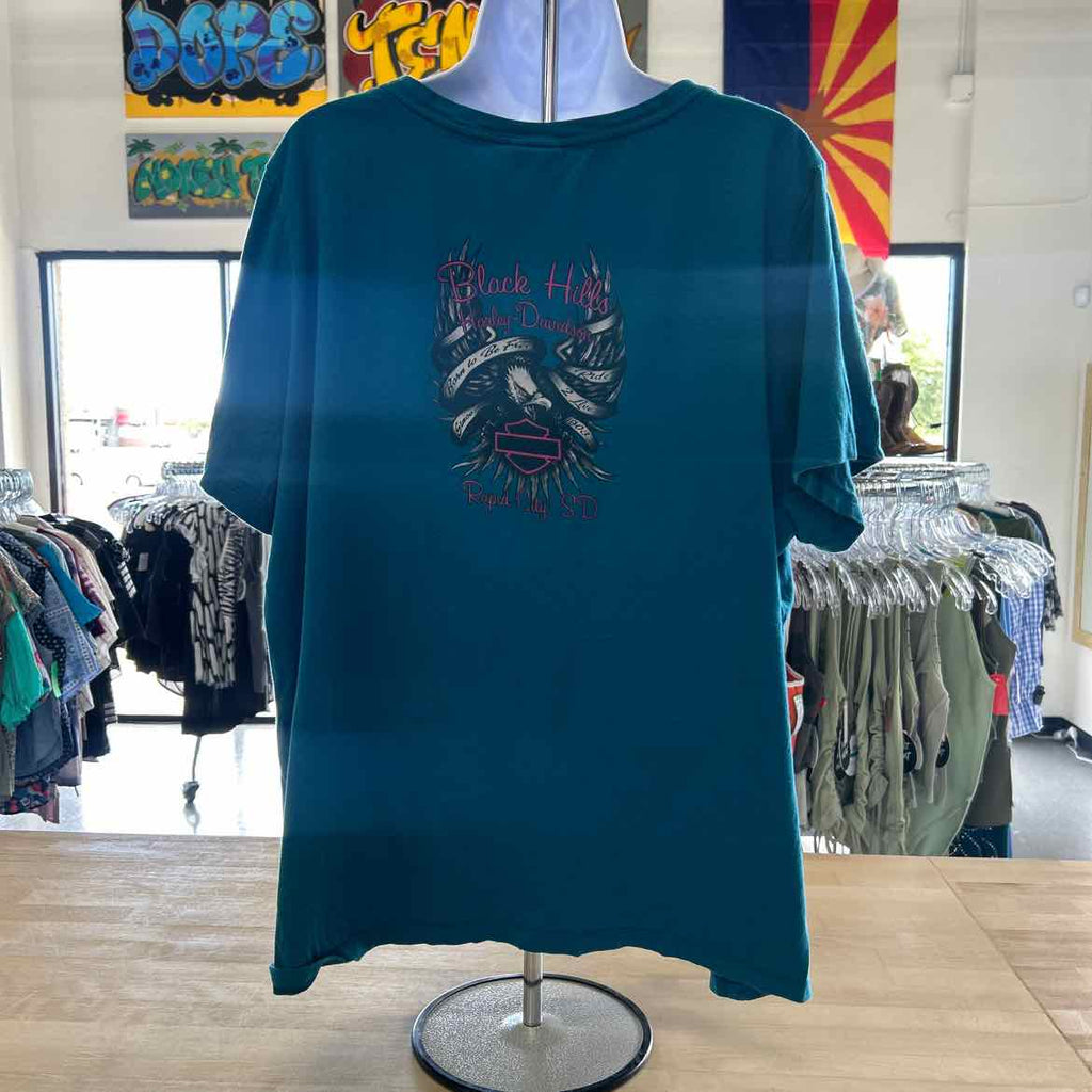 Harley Davidson Size 2X Blue Preloved T-Shirt SS