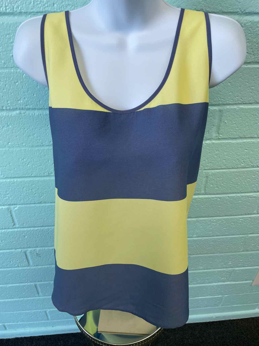 French Connection Size 10 Yellow & Blue Sleeveless