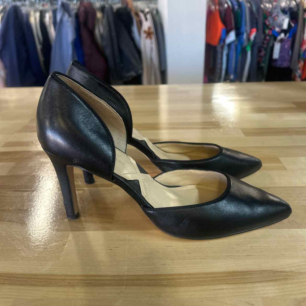 Adrienne Vittadini Size 8 Black Leather Preloved Heels