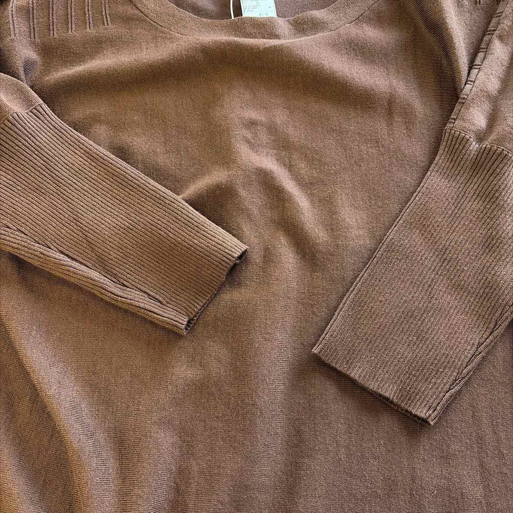 Melissa Paige Women's Boatneck Button-Back Dolman-Sleeve Sweater - Chicory Brown