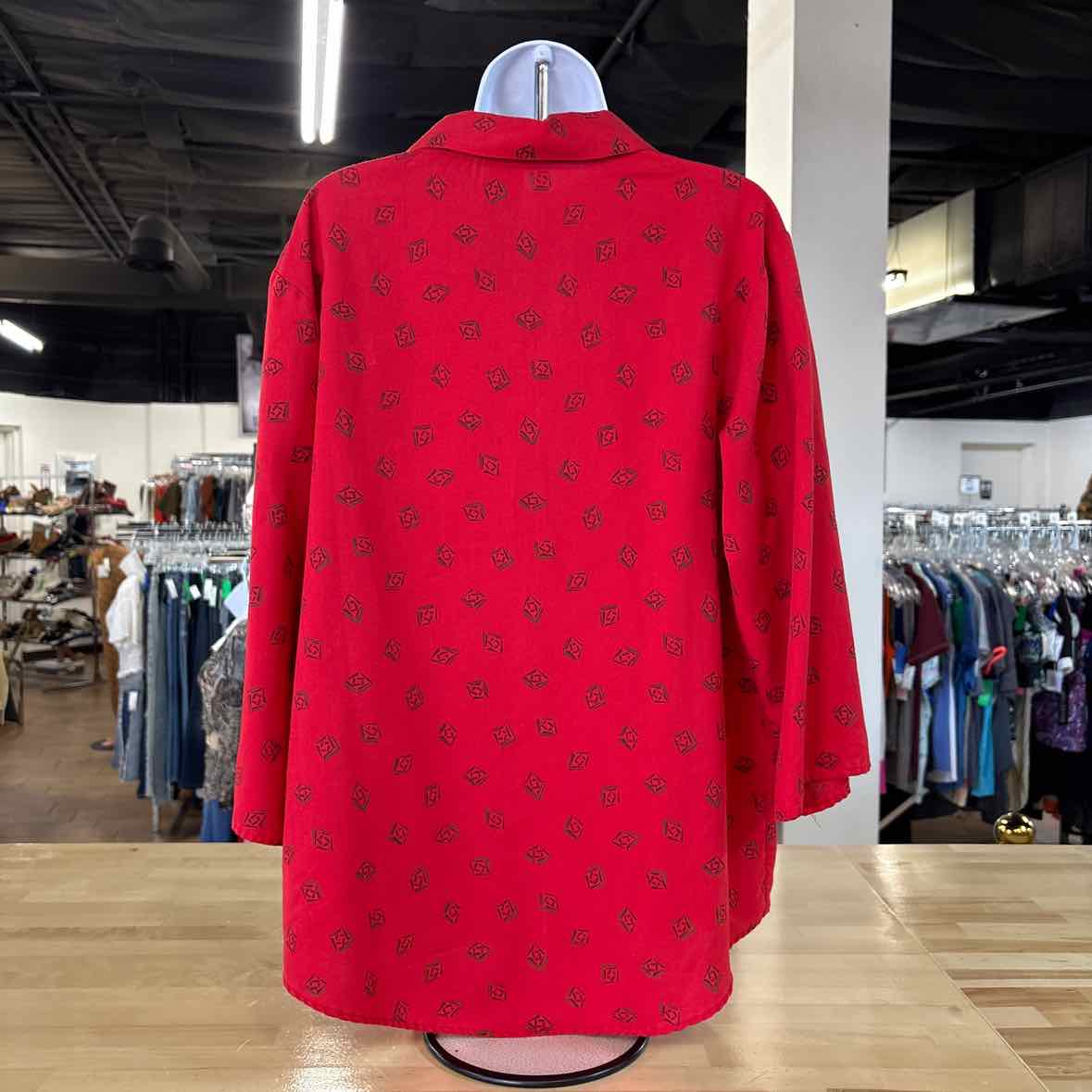 Golden Wings Size 18 Red Black Preloved Button Down LS