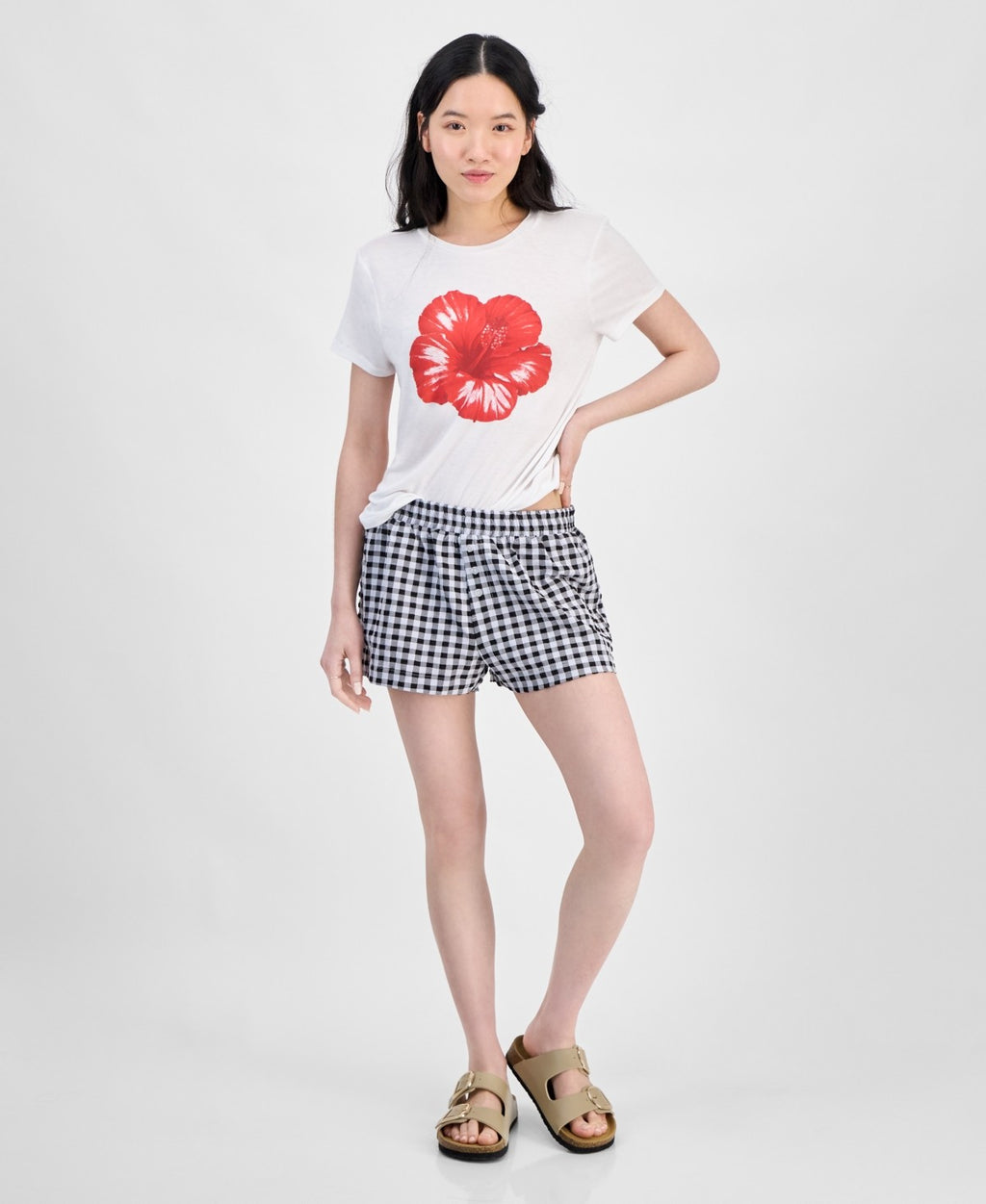 Planet Heart Juniors' Gingham Boxer Shorts - Black Beauty - S