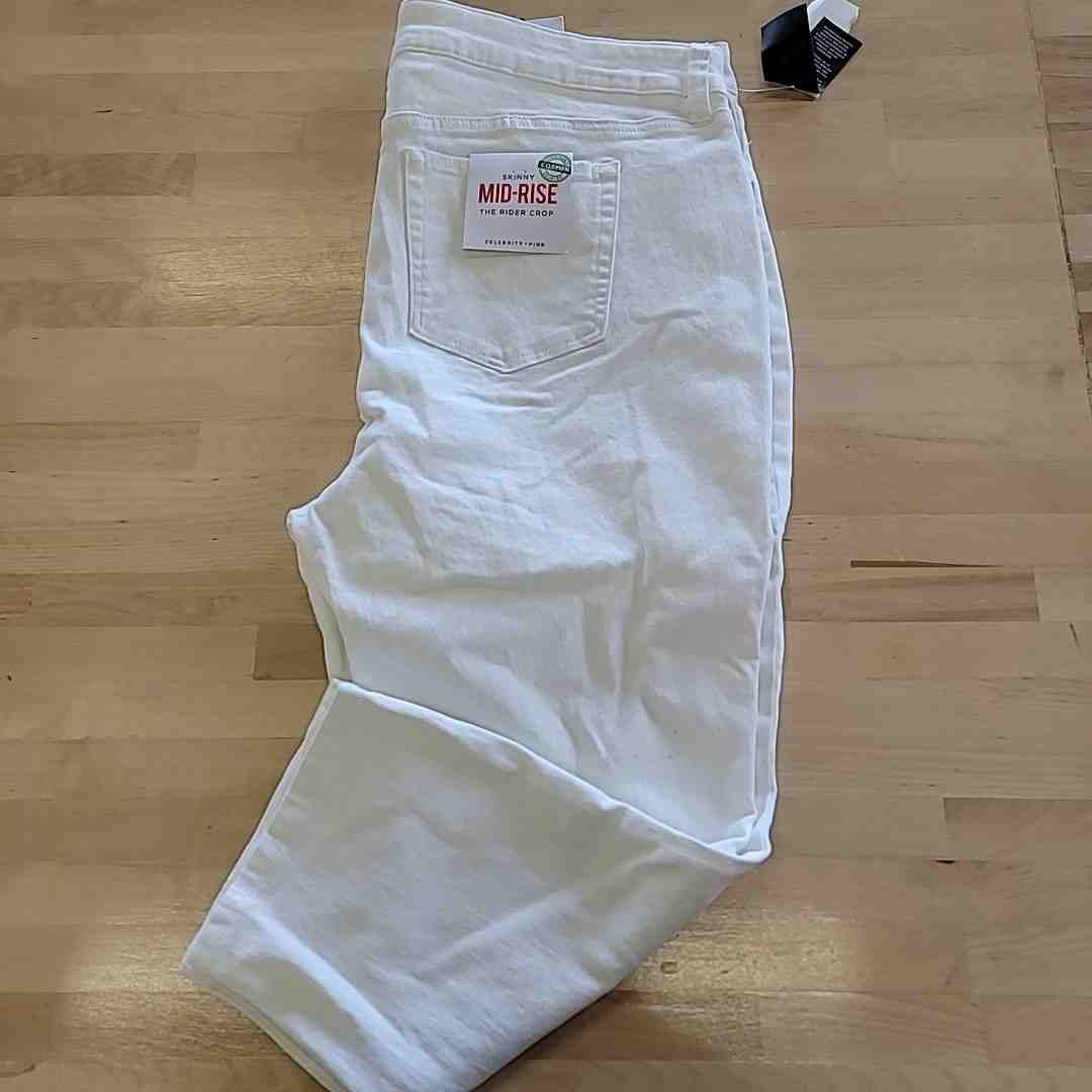 Celebrity pink Size 22 White Jeans Skinnt Mid-Rise The Rider Crop NWT