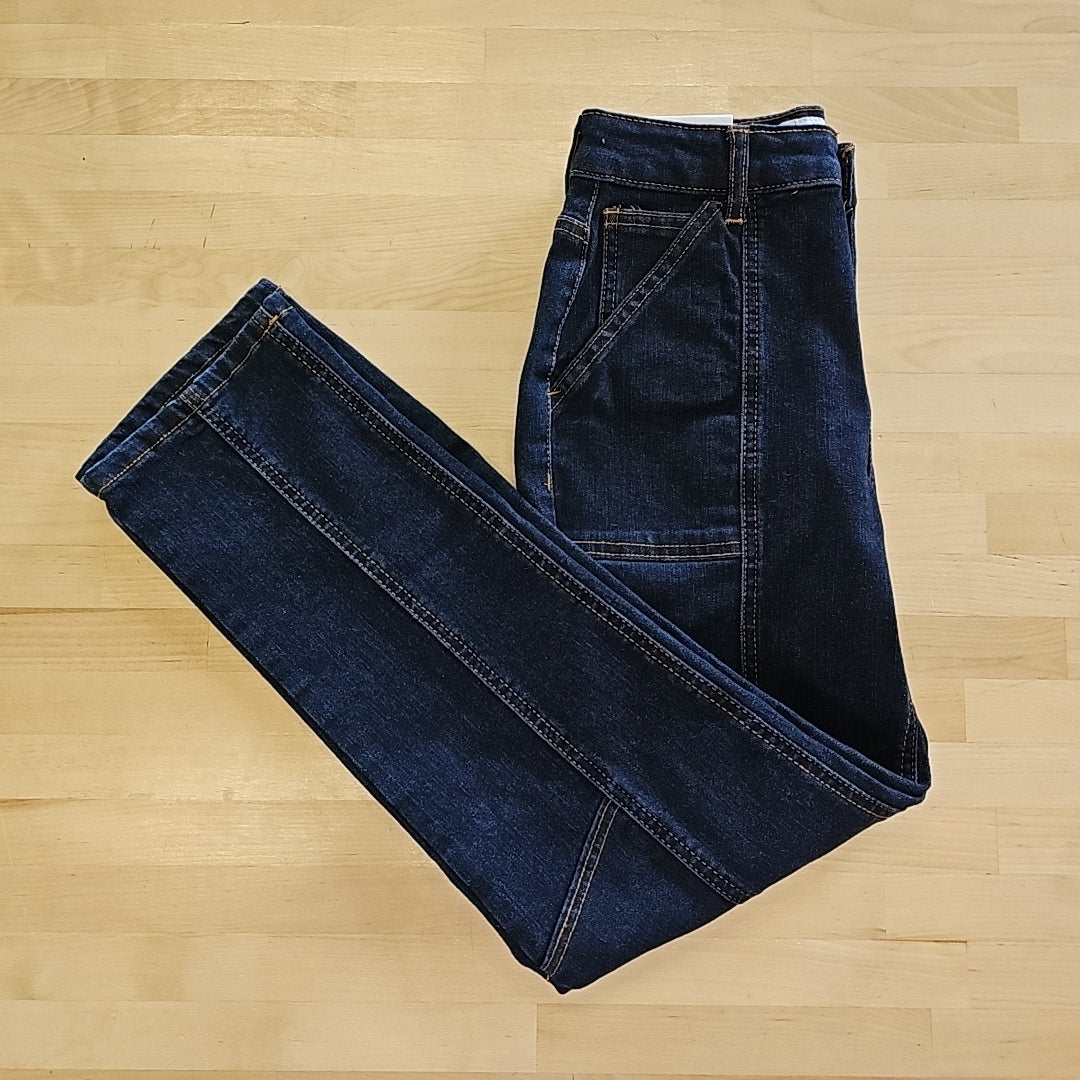 Indigo Rein Juniors' High-Rise Seamed Straight-Leg Jeans