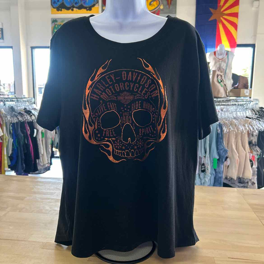 Harley Davidson Size 2XL Black Preloved T-Shirt SS