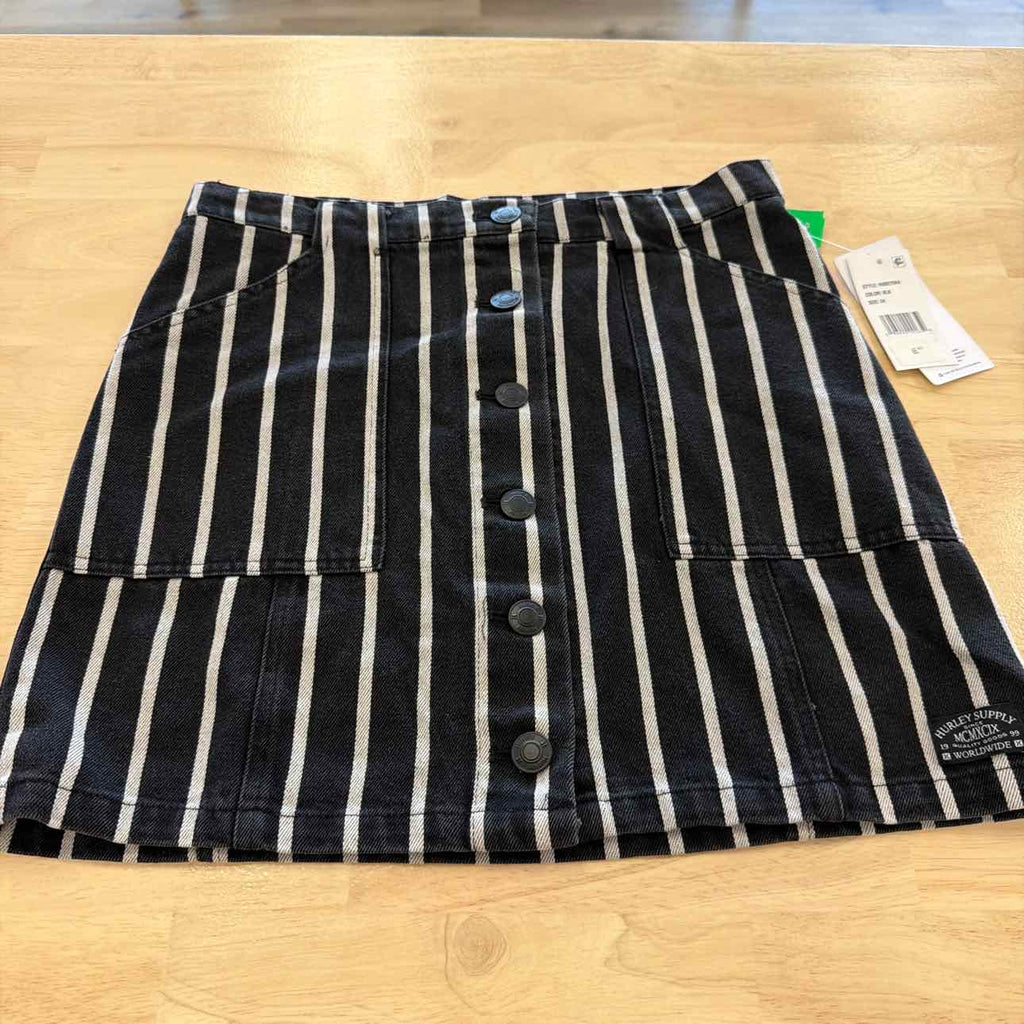 Hurley Size 24 Juniors' Sloan Button-Front Mini Skirt - Black