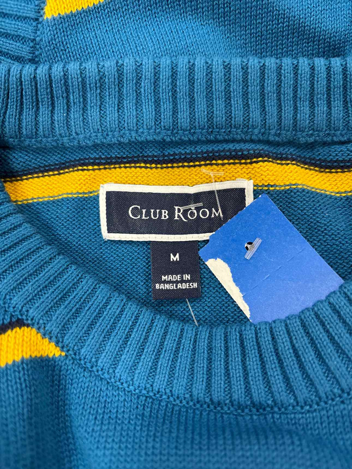 Male Club Room Men's Size M Blue Prep Stripe Sweater - Sapphire Lake