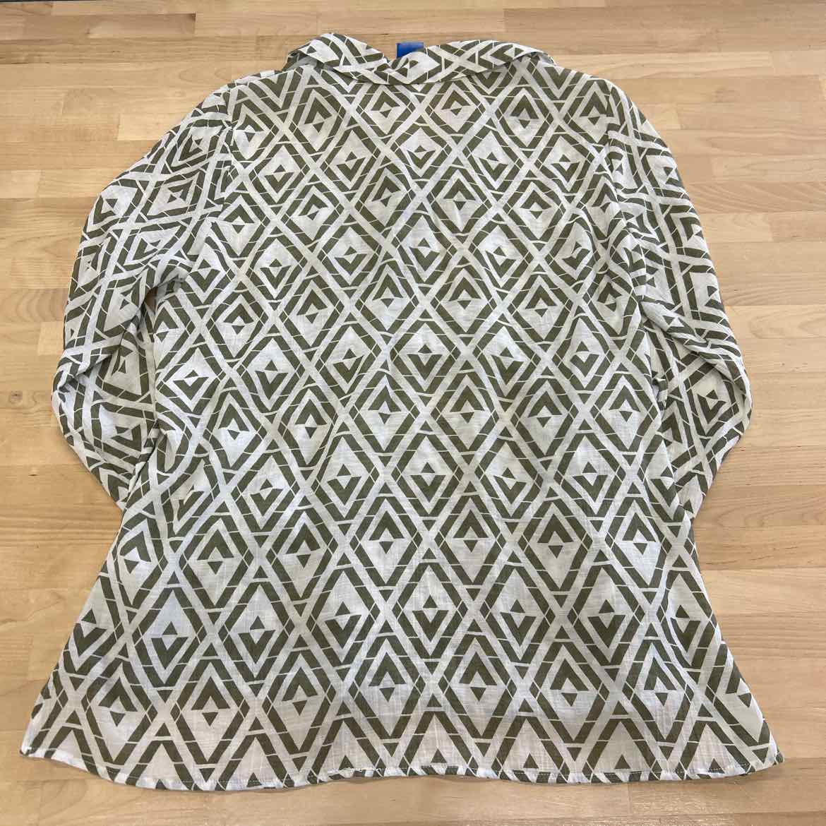 Como Blu Size L Green Button Down Shirt