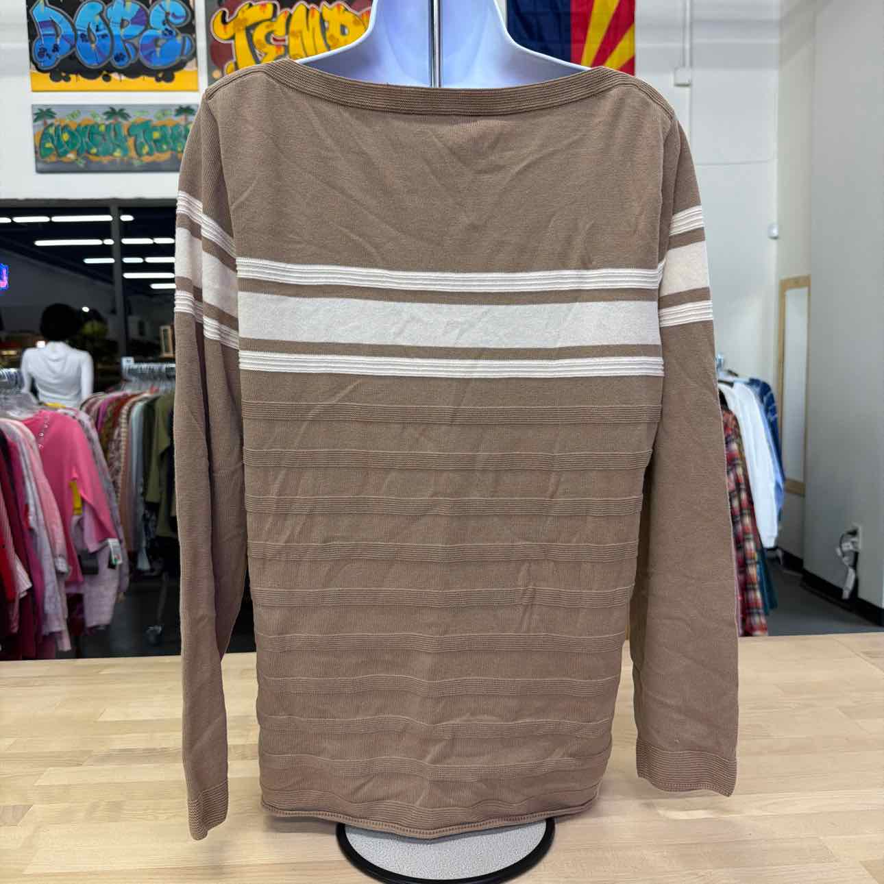 Nautica Women's Jeans Long Sleeve Stripe Boatneck Sweater