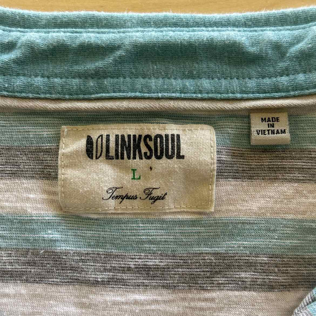 Linksoul Size L Blue/Gray/White Preloved MENS Polo
