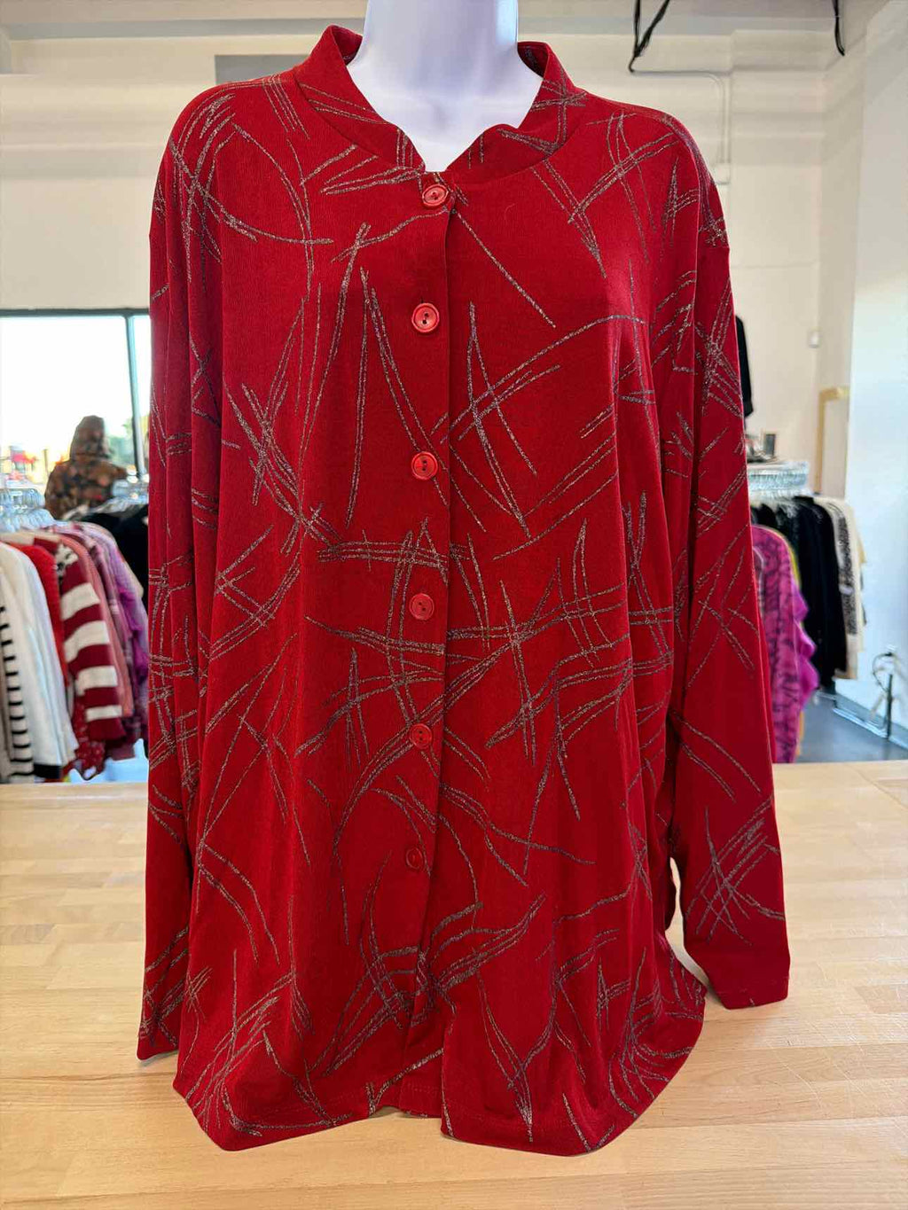 impressions Size 3X Red Cardigan