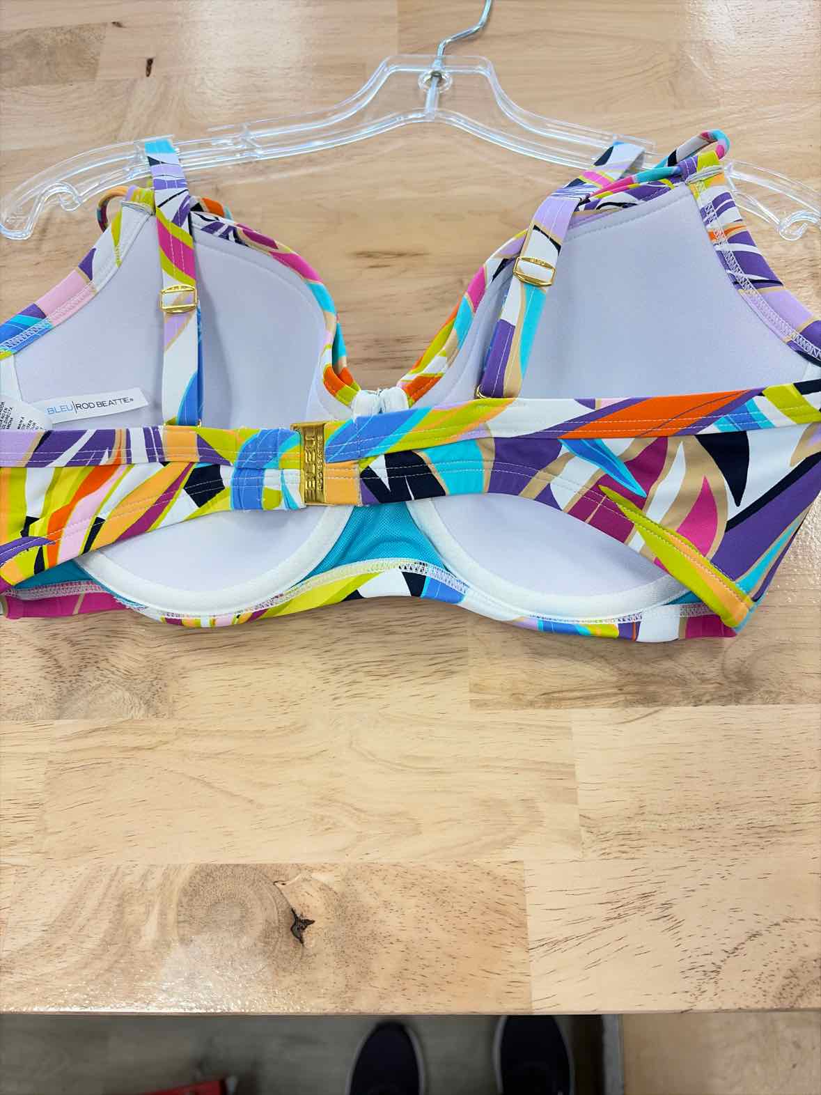 Bleu Size 34DD Living Color Over-the-Shoulder Molded-Cup Bikini Top