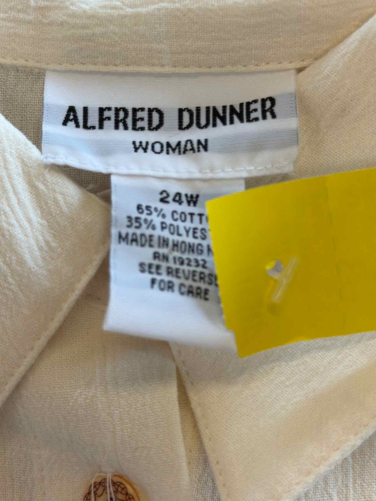 Alfred Dunner Size 24W Beige Button Down Shirt