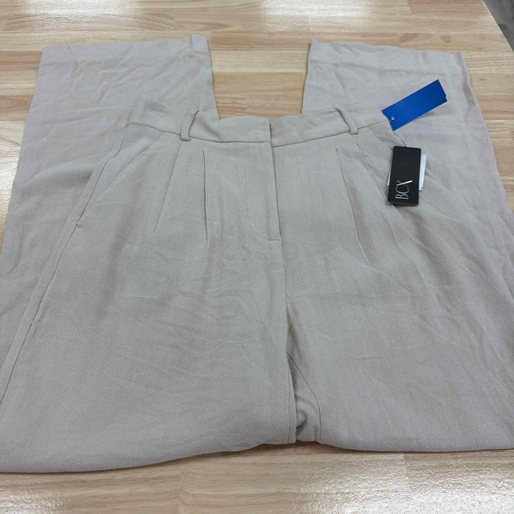 BCX Size 5 Pleat-Front Mid-Rise Wide-Leg Pants - Sand