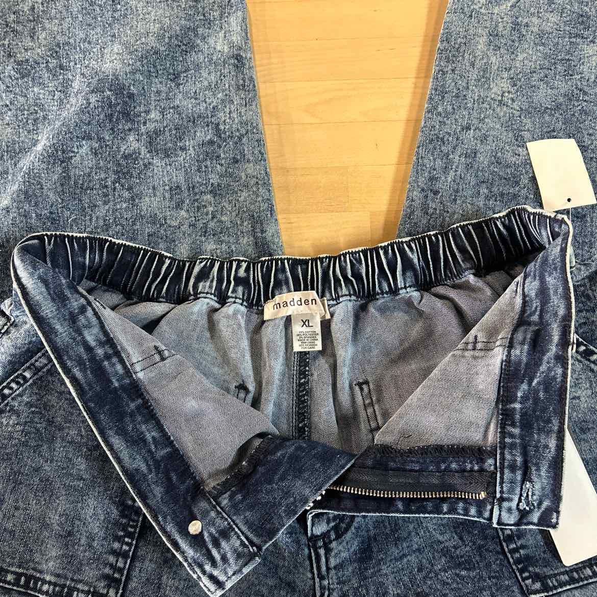 Madden Girl Size XL Wide-Leg Cargo Skater Jeans - Dark Wash