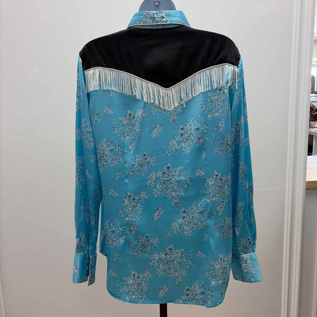 PanHandleSlim Size M Blue Black Preloved Button Down LS
