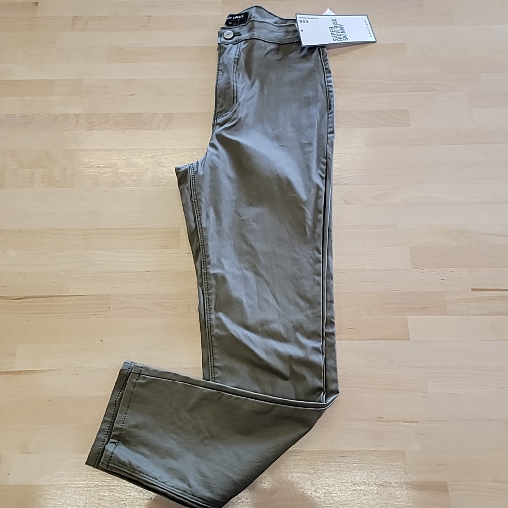 Almost Famous Size 13 Green Coated High-Rise Skinny Pants NWT