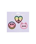 Madden Girl Peel & Stick Multi Icon Patch - Rainbow Smiley, Peace Heart, Cat