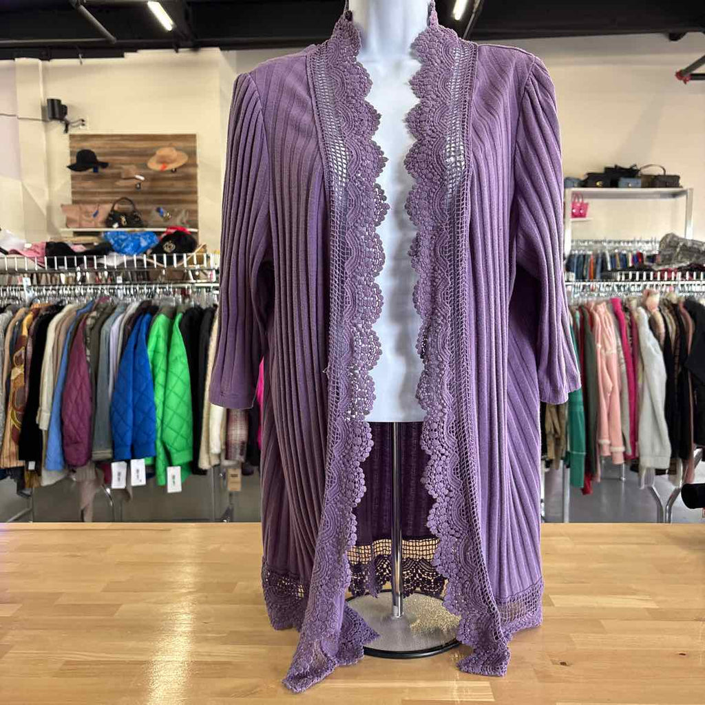Roamans Size L Purple Cardigan