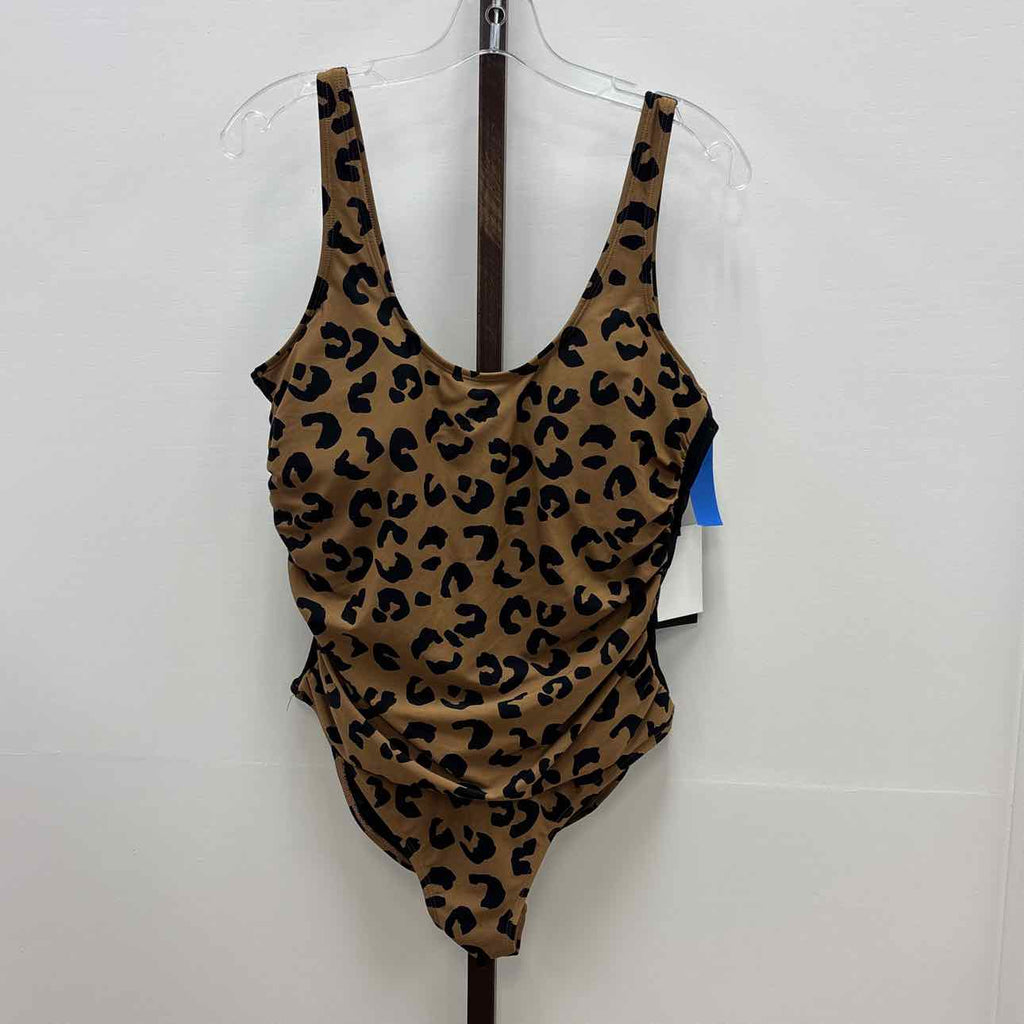 DKNY Size 16 Black Brown New Swimsuit