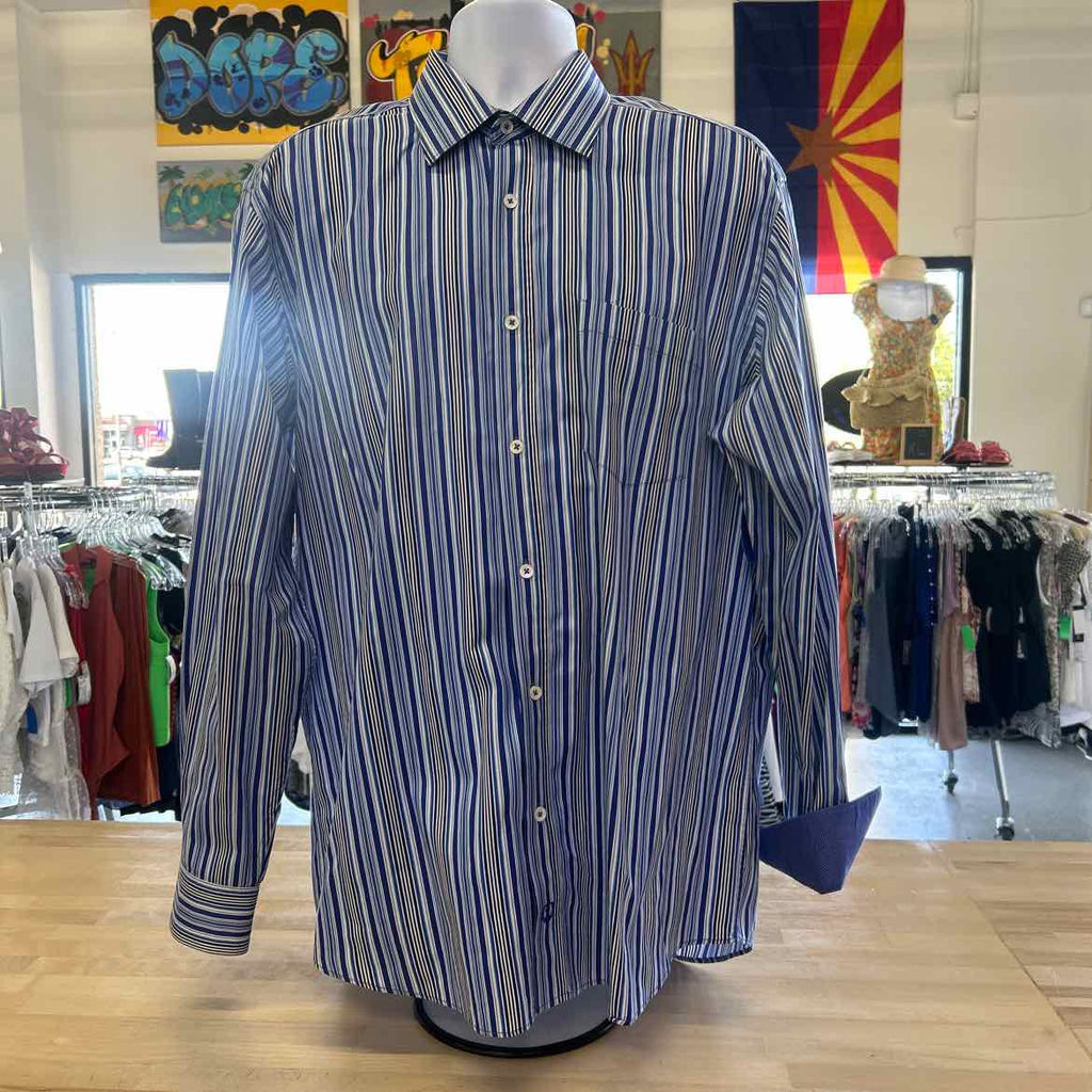 Bugatchi Size XL Blue Preloved MENS Button Down Shirt