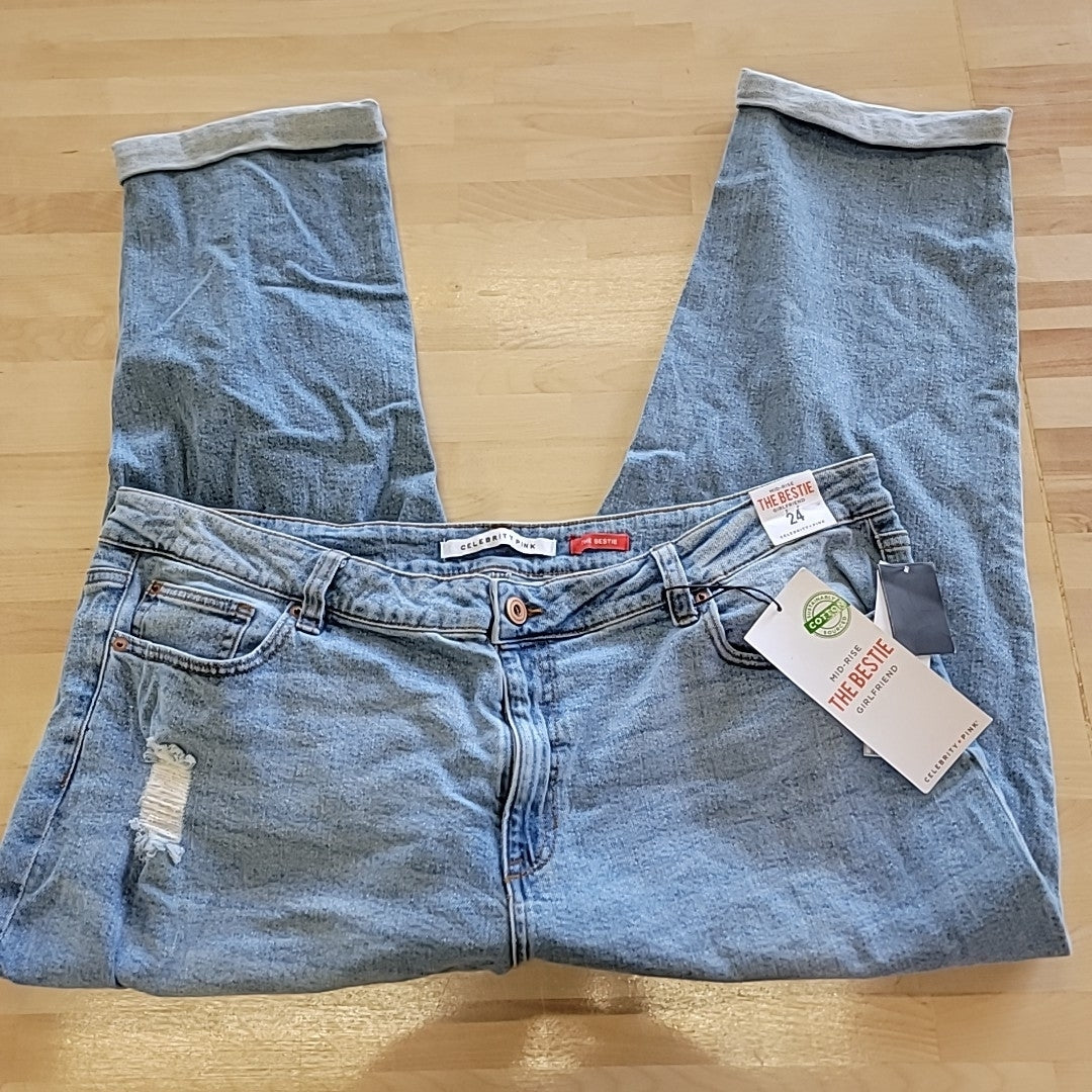 Celebrity pink Size 24 Blue Jeans Mid-Rise The Bestie Girlfriend NWT