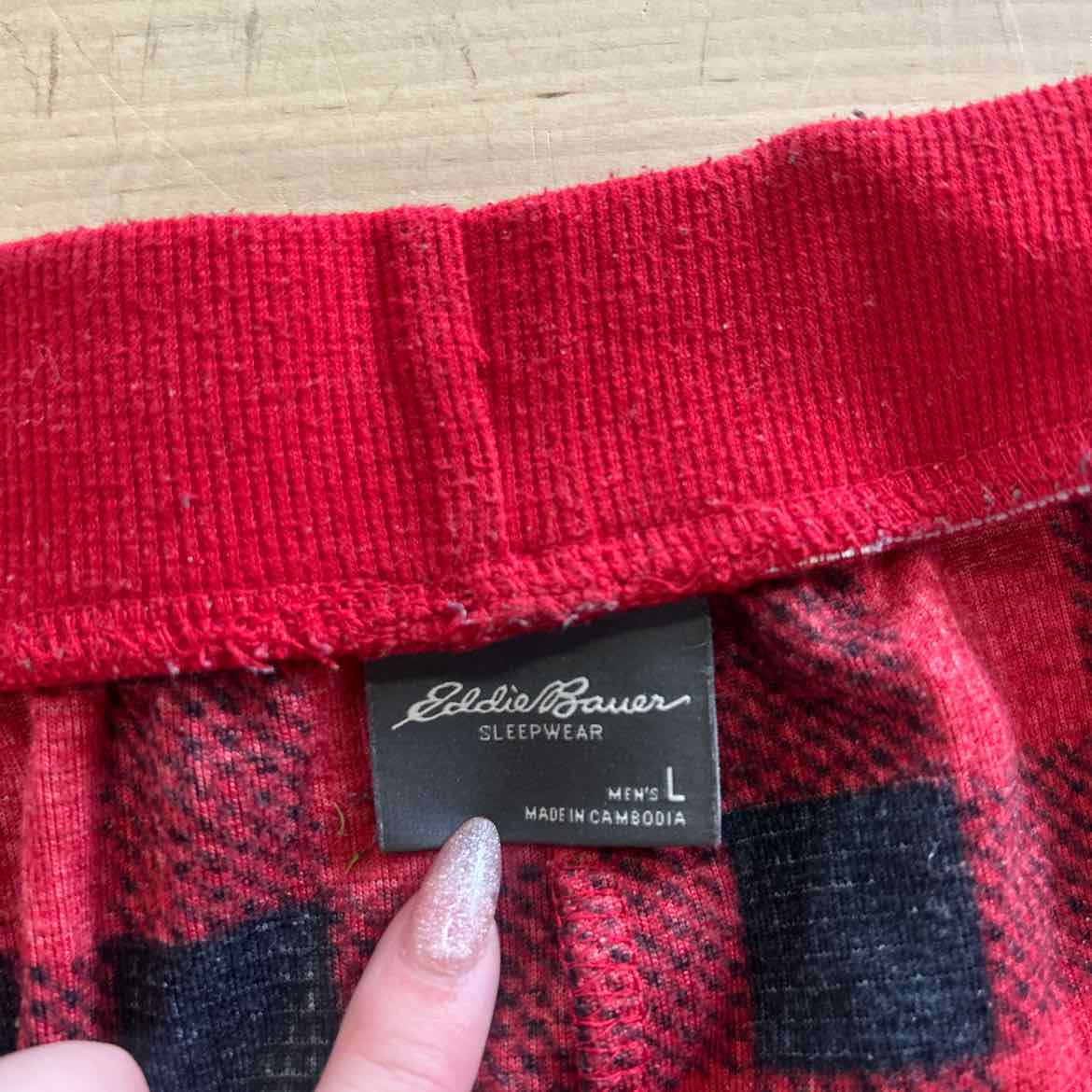 Eddie Bauer Size L Black/Red MENS Pajama Bottoms