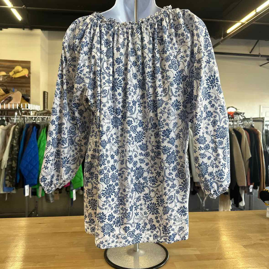 Loft Size S White/Blue Blouse