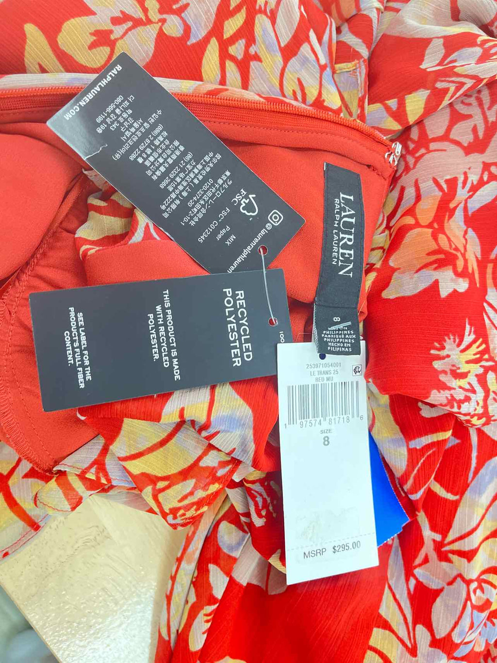 Ralph Lauren Size 8 Orange New Dress