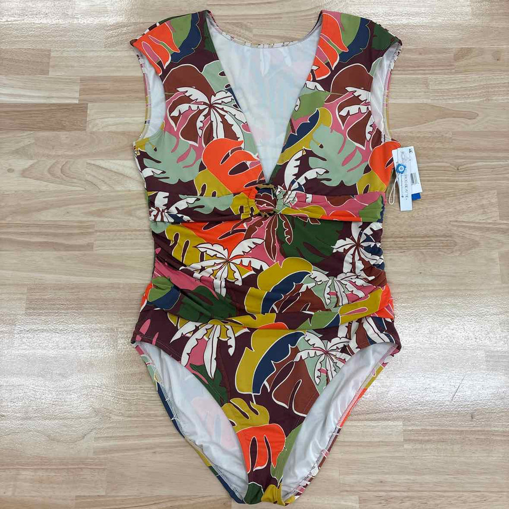 Bleu by Rod Beattie Womens Tropical-Print Cap-Sle Multi 14