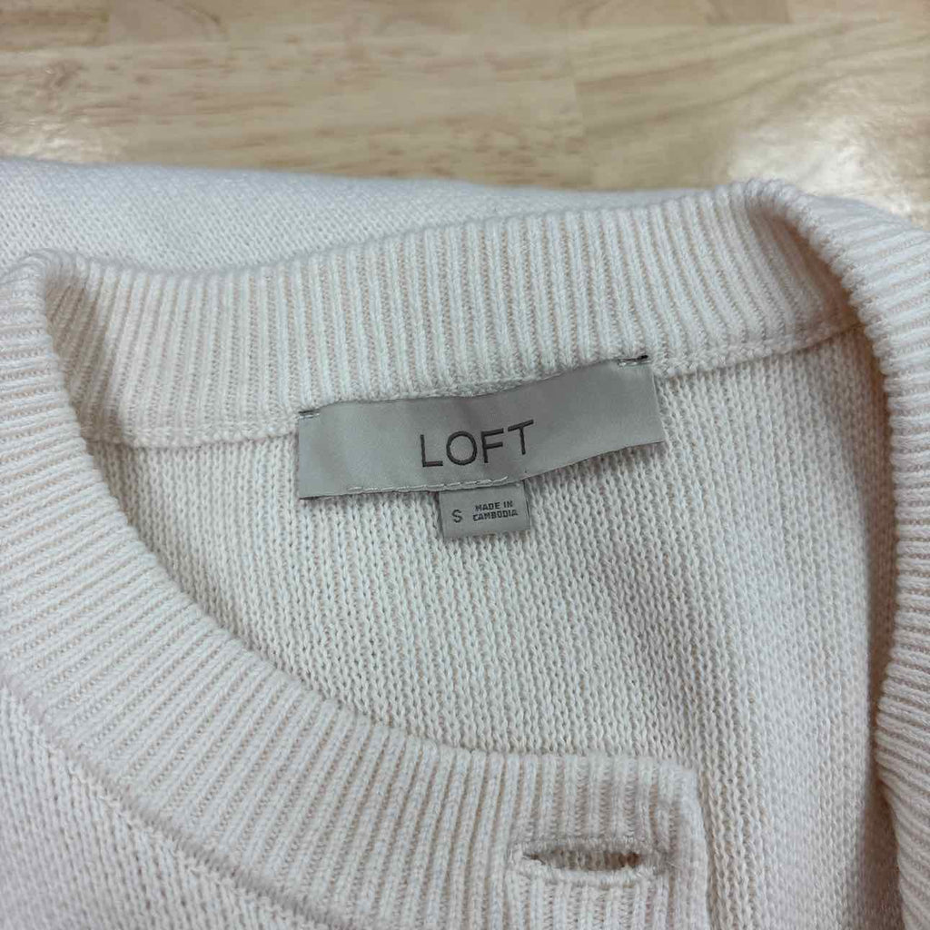 Loft Size S White Cotton Preloved Sweater