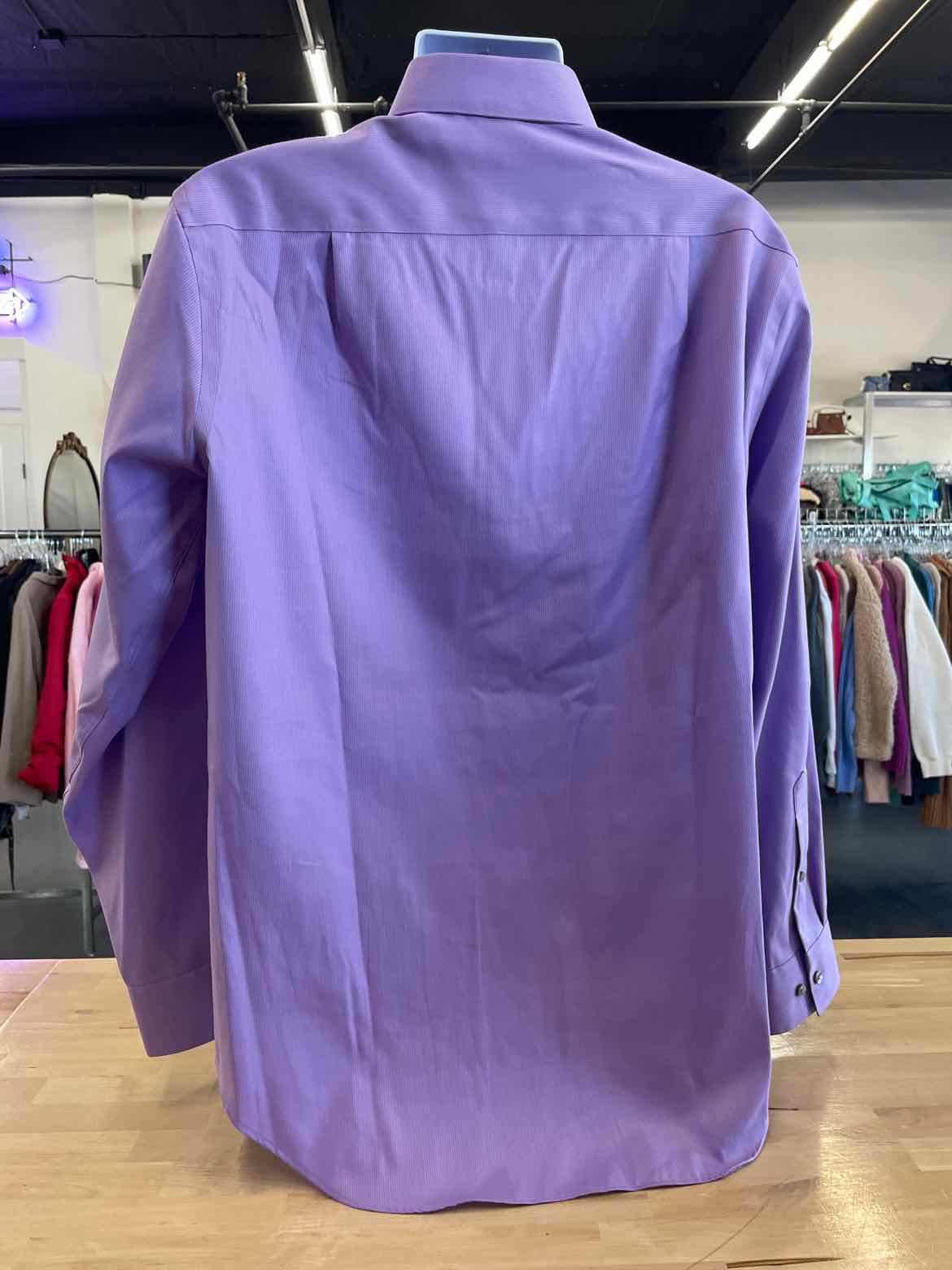 Calvin Klein Size 17 34/35 Purple MENS Button Down Shirt