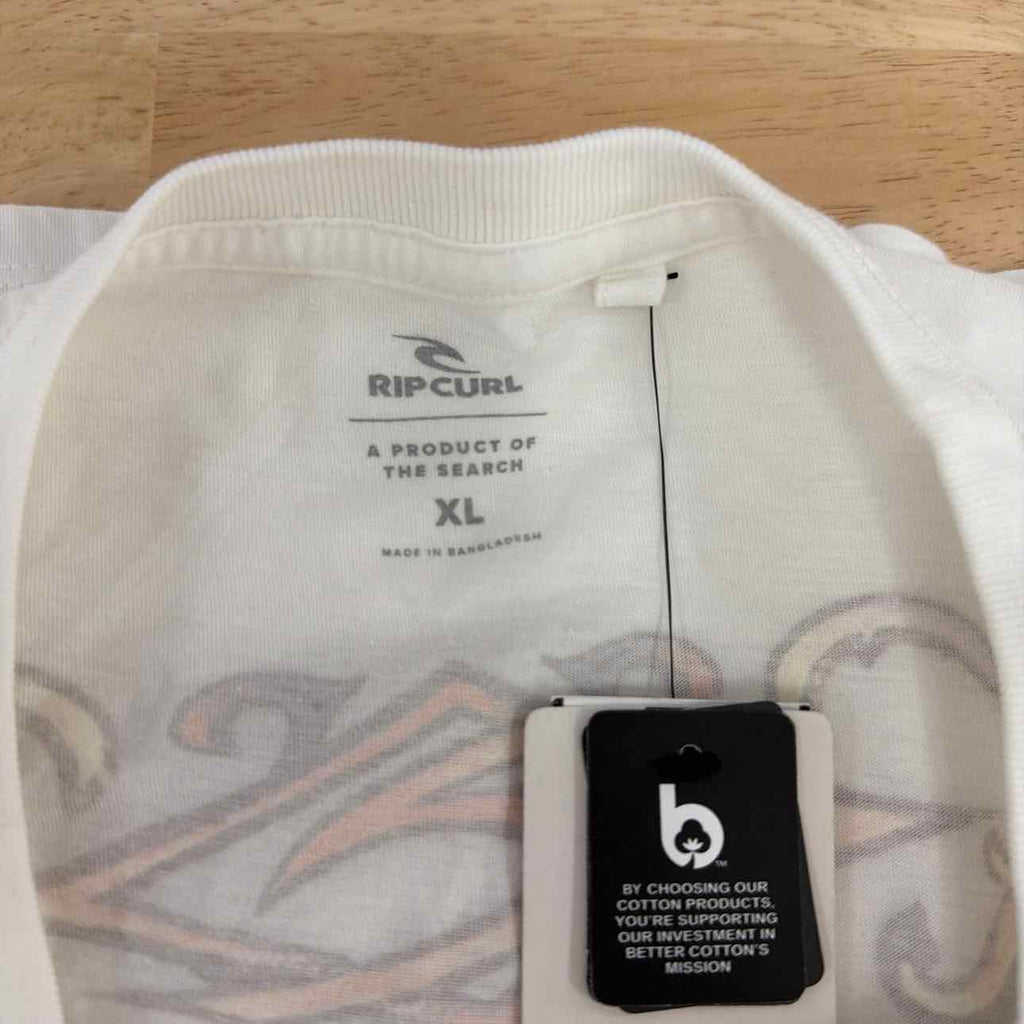 Rip Curl Size XL Cotton Butterfly Crewneck T-Shirt - Bone