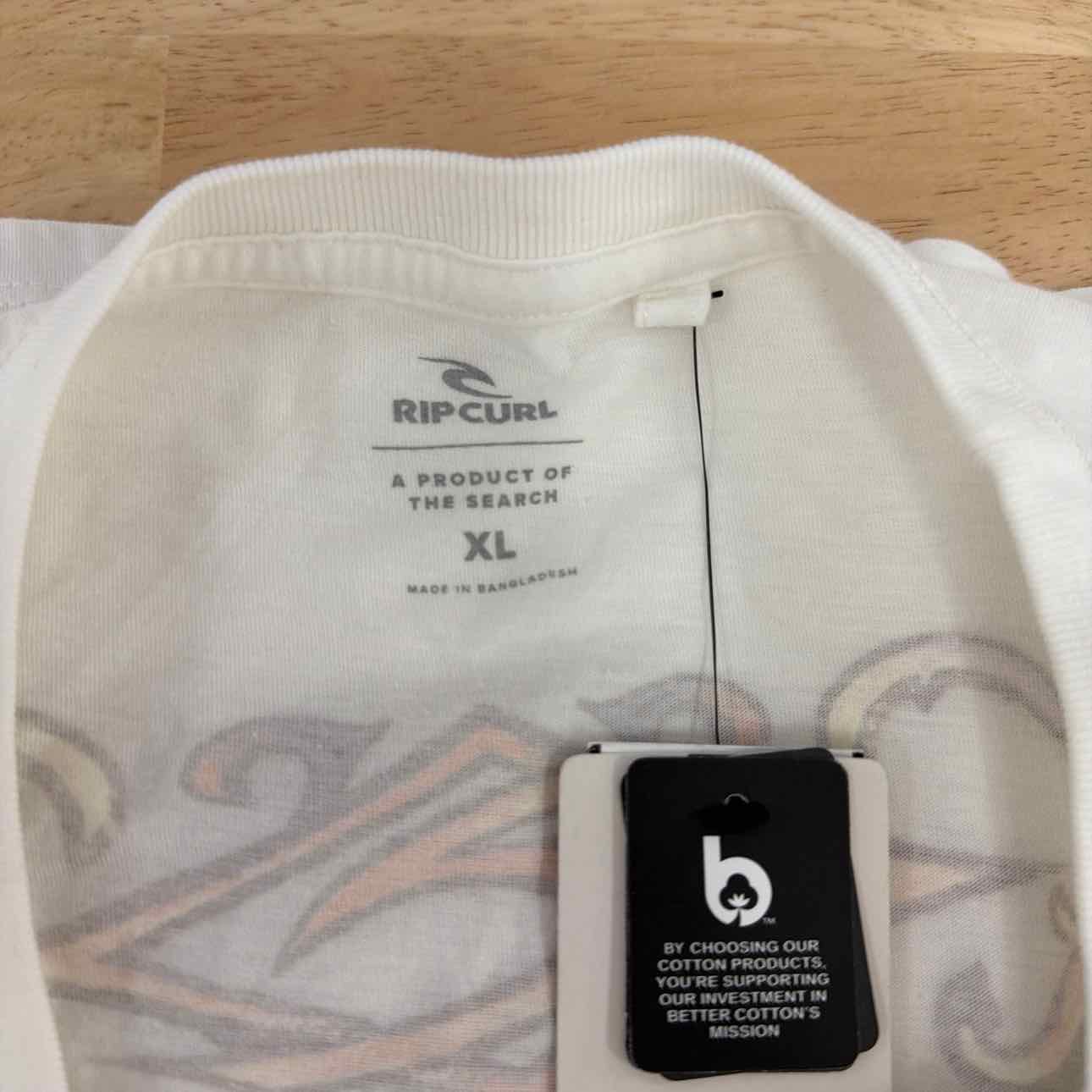Rip Curl Size XL Cotton Butterfly Crewneck T-Shirt - Bone