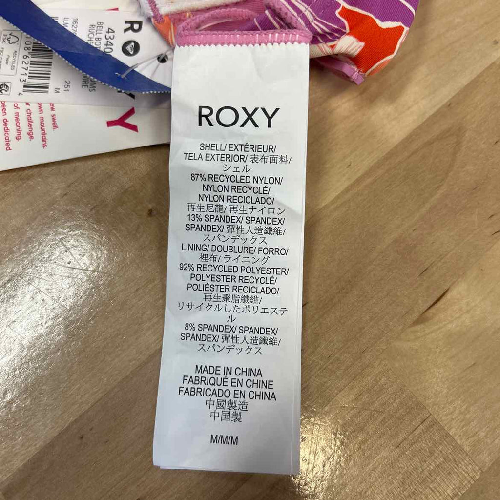 Roxy Size M Ruched Swim Bikini Top