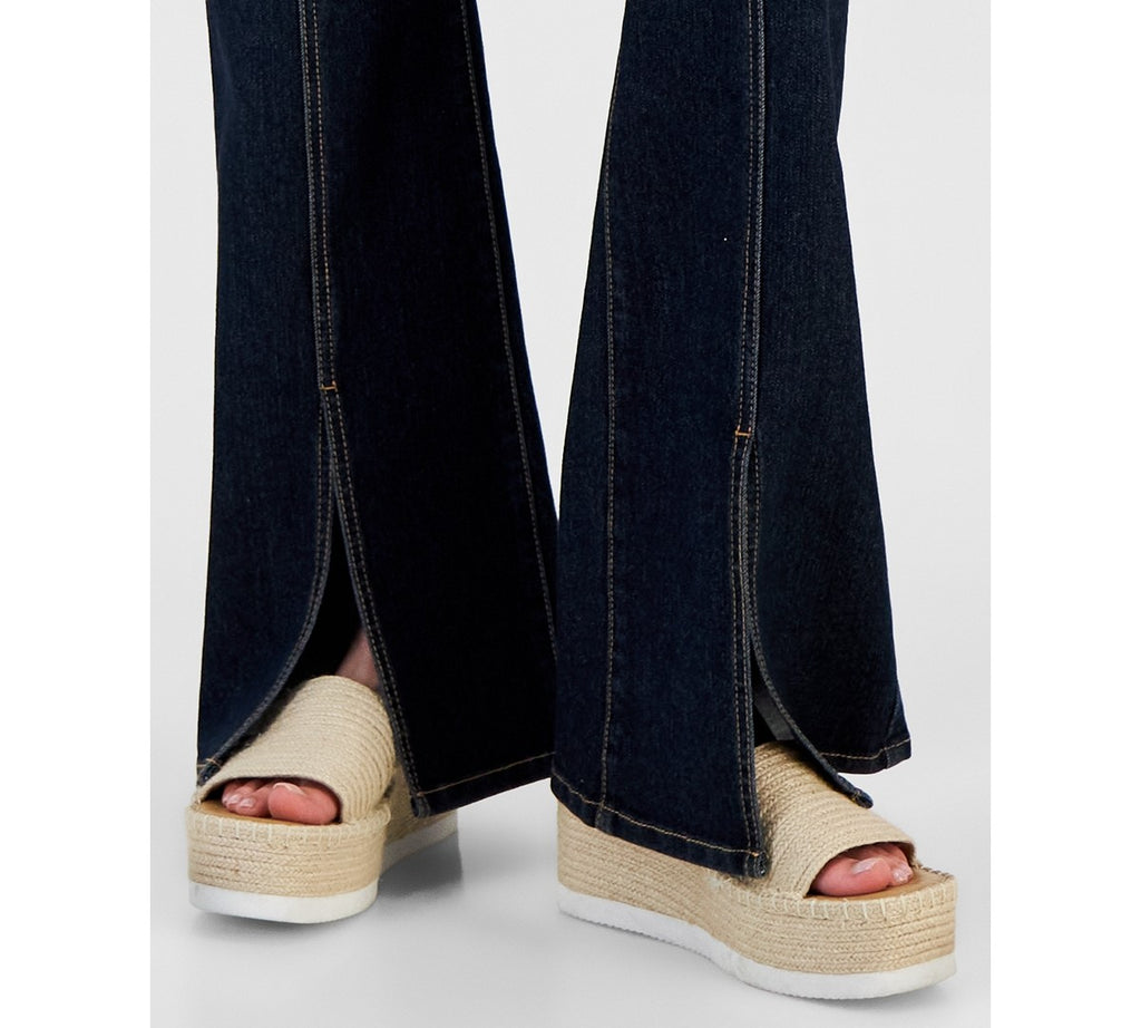 Tinseltown Juniors' Super-High-Rise Split-Seam Flare-Leg Jeans