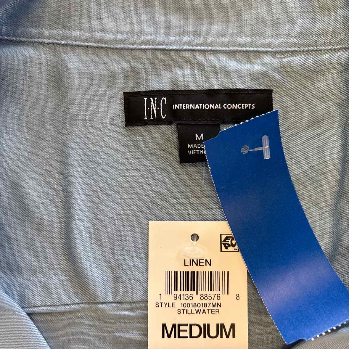 Male INC Men's Size M Blue MENS Long Sleeve Kylo Regular-Fit Camp Shirt NWT