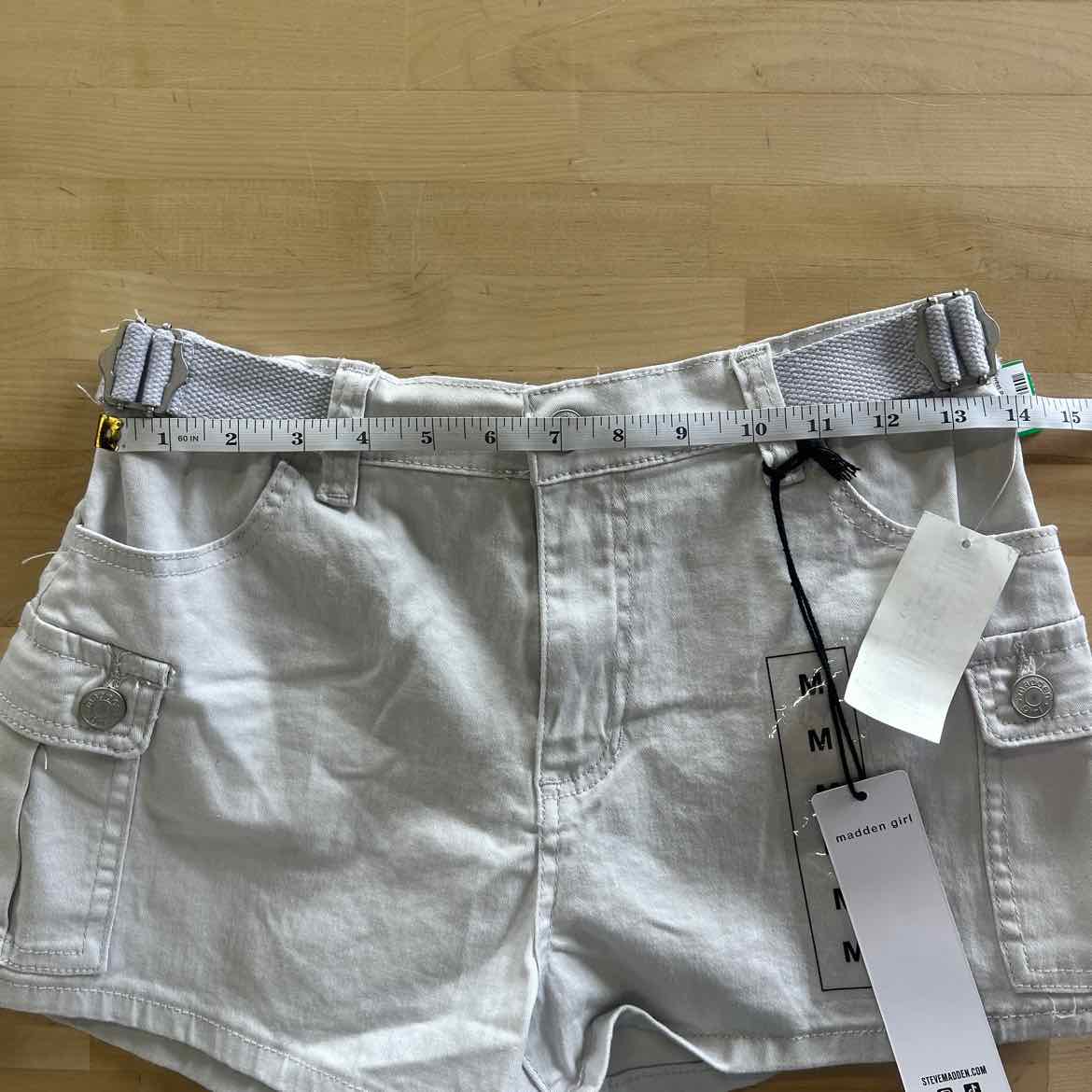 Madden Girl Juniors' High Rise Utility Shorts - Nimbus Cloud - M