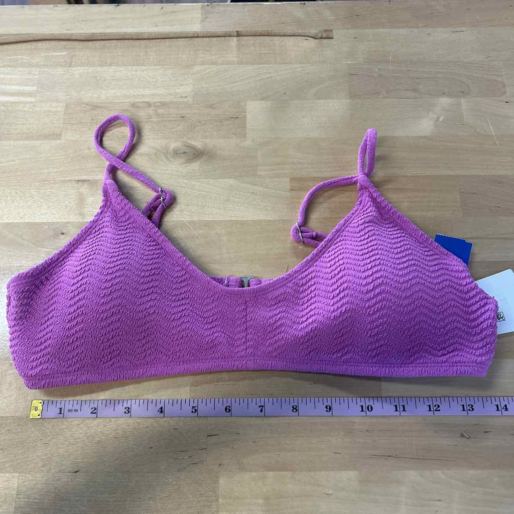 Hurley Size L Wave Scrunch Bralette Bikini Top - Orchid