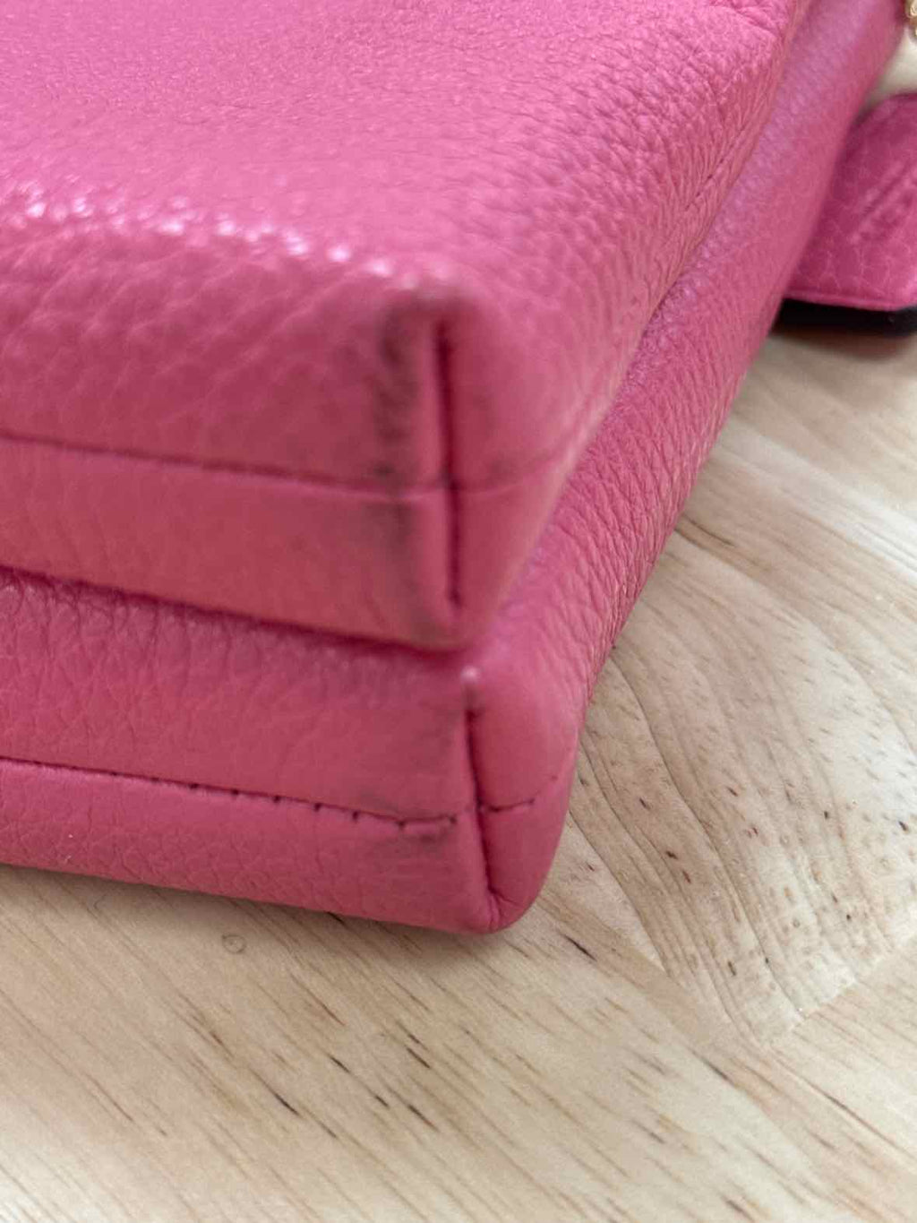 Coach Pink Lyla Double Zip Crossbody Pebbled Leather Preloved Handbag