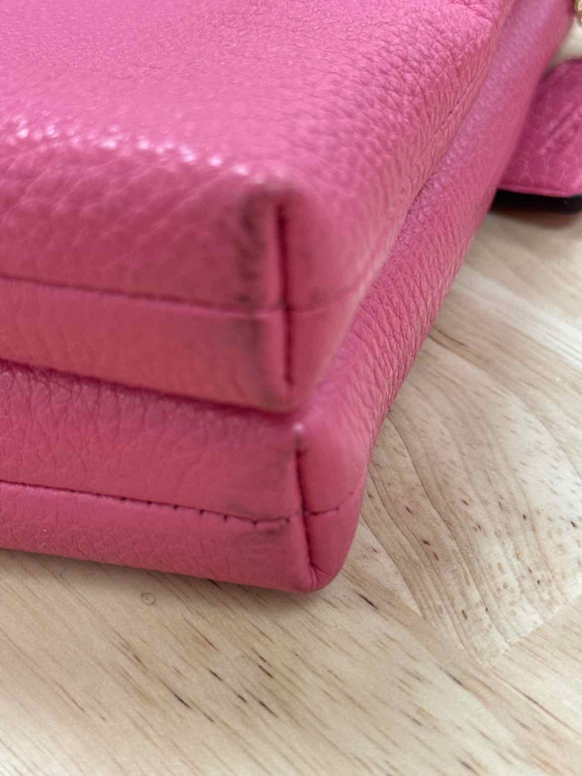 Coach Pink Lyla Double Zip Crossbody Pebbled Leather Preloved Handbag