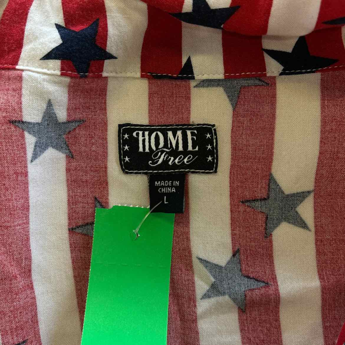 Home Free Size L Red White Blue Preloved MENS Button Down Shirt