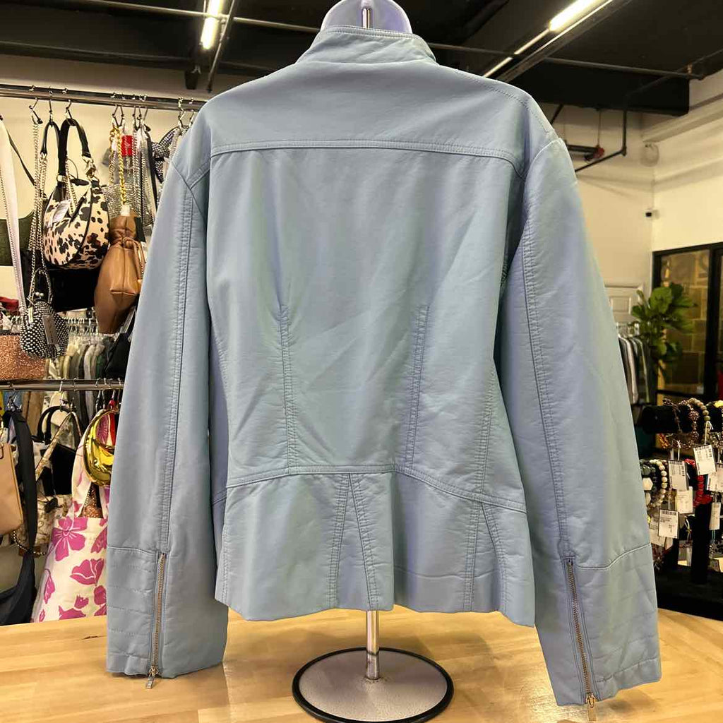 Black Rivet Size 2X Blue Leather Jacket