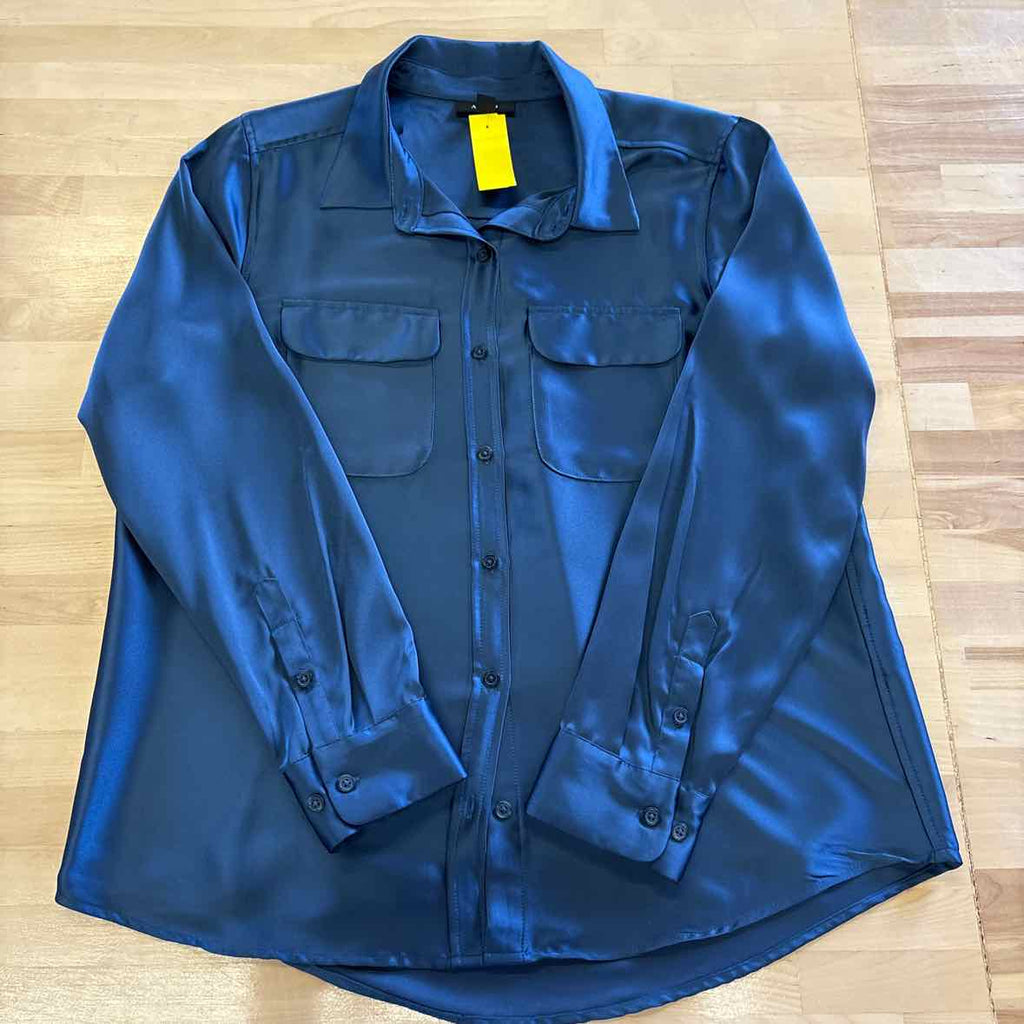 Alfani Size L Blue Button Down Shirt