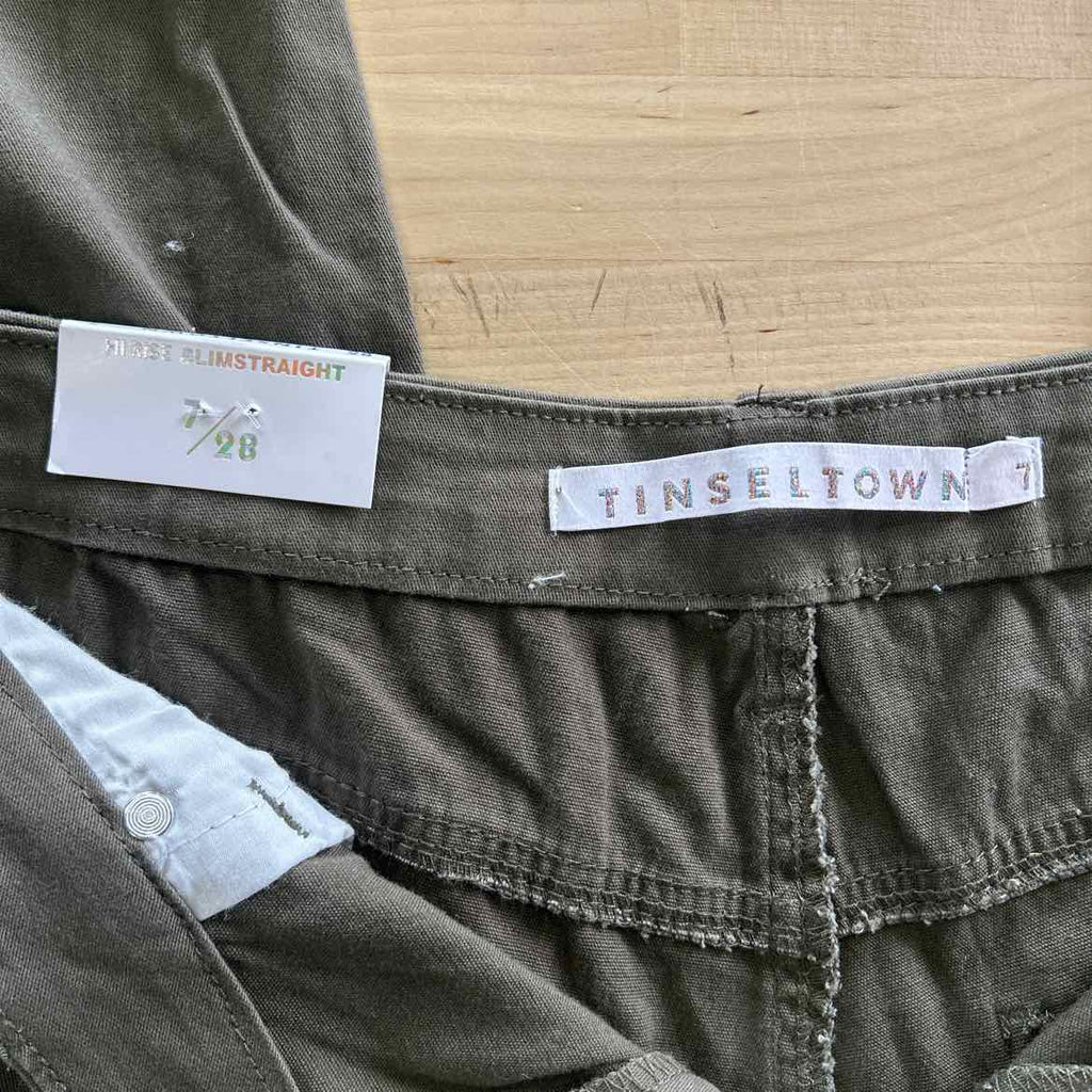 Tinseltown Juniors' High-Rise Slim-Fit Straight-Leg Jeans - Olive