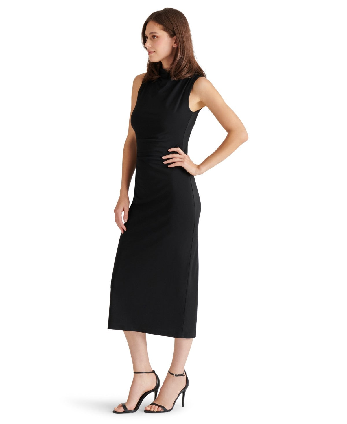 Steve Madden Size S Mo Mock Neck MIDI Dress - Black