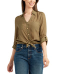BCX Size XS Tie-Hem Gauzy Shirt