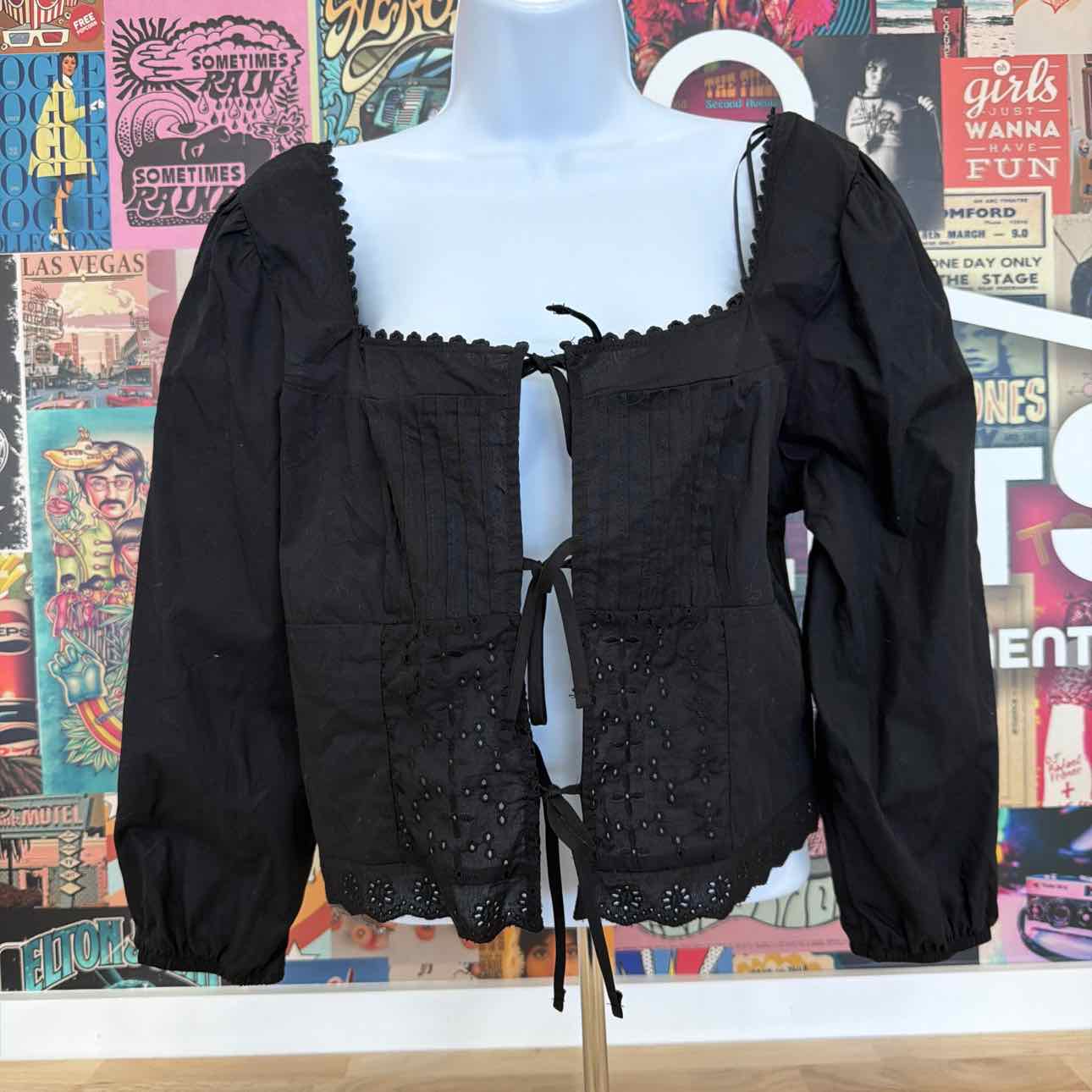 Self E Size XL Tie-Front Eyelet Top